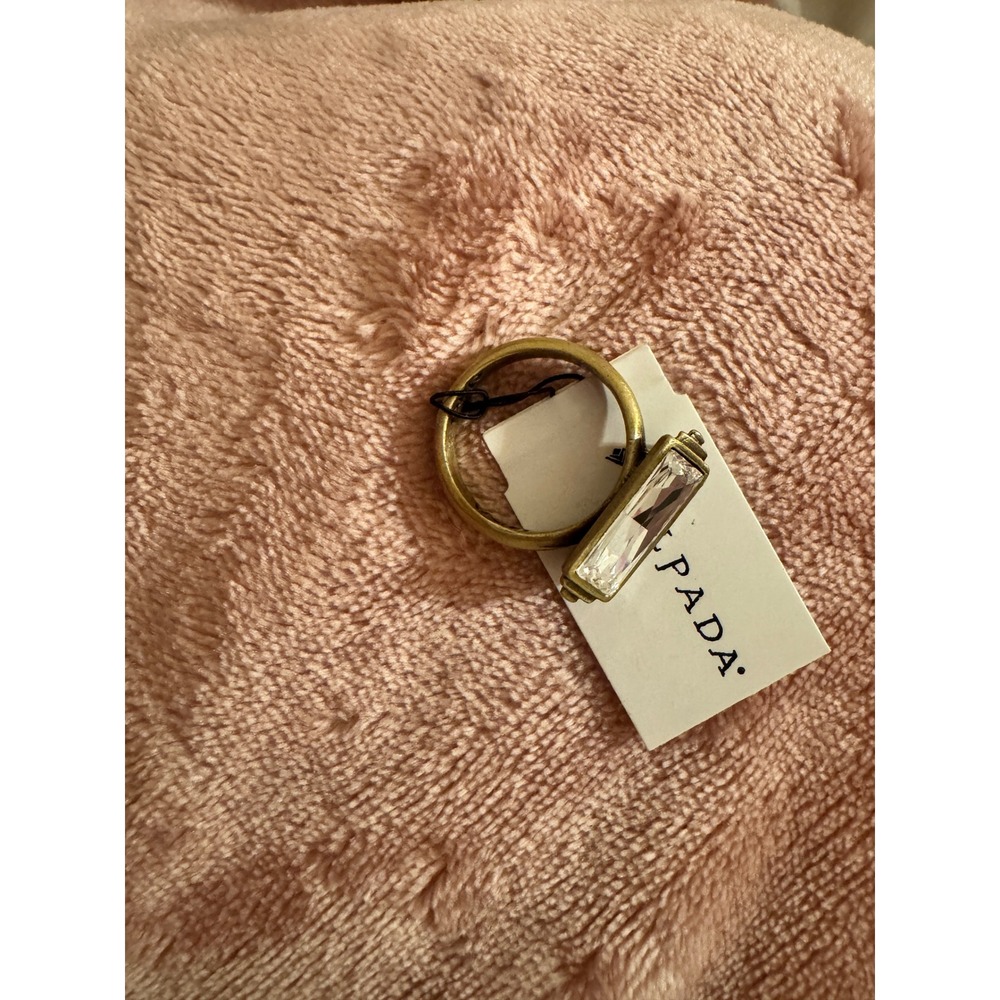 Silpada KRR0055 Rock On Ring K&R Collection Brass Crystal Rectangular NWT
